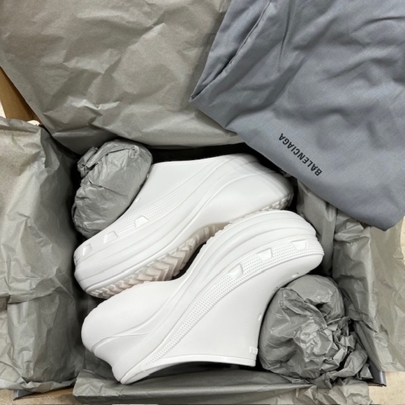 Balenciaga Rubber Crocs Mule Platform Clogs White🌸 - Picture 3 of 12